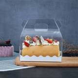 👉 Verpakking transparante active 50 stuks draagbare lange cake roll doos gebak bakken doos, specificatie: halve rol (16x9x9cm)