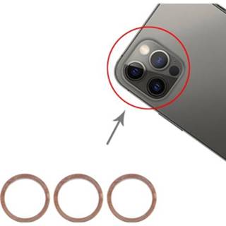 👉 Achteruitrijcamera metalen goud active 3 PCS glazen lens beschermring ring voor iPhone 12 Pro Max (goud)
