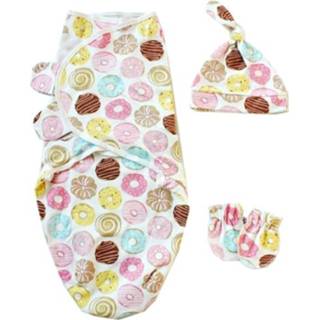 👉 Handdoek s active baby's Lente Zomer Katoenen Baby Zakken Handdoeken Slaapzakken Gebreide Doek Cap Set, Maat: (50x70 CM) (Donuts)