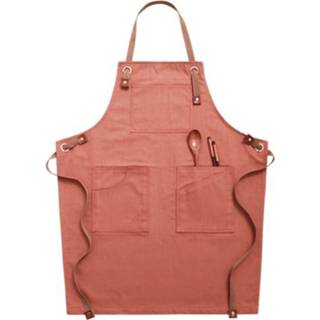 👉 Schort active kinderen Huishoudelijke denim Barista Floral Tea Shop kapper werkkleding, specificatie: voor 57cm (baksteenkleur)