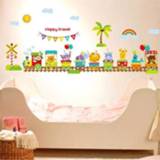 👉 Muursticker PVC active kinderen Cartoon Trein Dier Slaapkamer Achtergrond Muurstickers Voor Kamers Home Decor