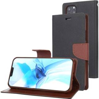 👉 Dagboek zwart bruin leather active Voor iPhone 12/12 Pro GOOSPERY FANCY Cross Pattern Horizontale Flip Case met Houder&Kaartsleuven&Portemonnee (Zwart Bruin)