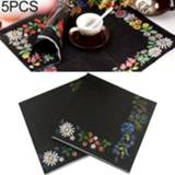 👉 Servet zwarte active 5 STKS Kleurrijke Print Bloemen Feestdecoratie Facial Tissue