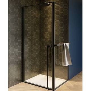 👉 Douche cabine veiligheidsglas glas zwart mat Riho Lucid GD201 Douchecabine 90x80x200cm Rechthoek helder GD209B080 8714148594773