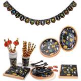 👉 Tafelkleed papieren active 24-persoons set Halloween-feestdecoratie Servieset bordbanner zonder rietje