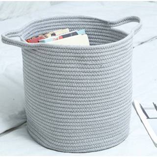 👉 Wasmand grijs m active Geweven Cottton Rope Toy Storage Basket, maat: (lichtgrijs)