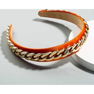 👉 Hoofdband oranje stoffen active 2 stuks decoratieve breedgerande met ketting (oranje)