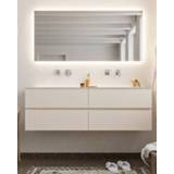 👉 Badmeubel clay mat MDF MONDIAZ VICA 150cm 2 lades wastafel moon midden met 1 kraangat NV76341130 6011442085078