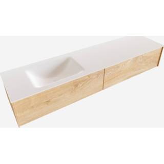 👉 Wastafel witte Washed Oak melamine bouw madrid zie tekst Badkamermeubel BWS 180x45x30 cm Mat Solid Surface Links (2 lades, 1 kraangat) 8719304458500