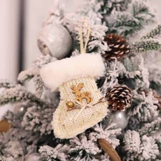 👉 Kerstversiering gouden active 2 STKS Gebreide Wollen Hangers Kerstboomversieringen Venster Opknoping Decoraties (Gouden Sokken)