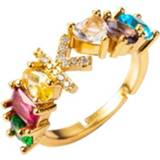 👉 Letterring active Koperen 18K Micro Ingelegd Zirkoon Engelse Letter Ring Hip Hop Style Open (K)