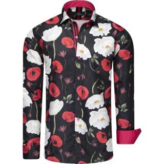 Overhemd zwart l male print Makrom London bloemenprint 7434644059071