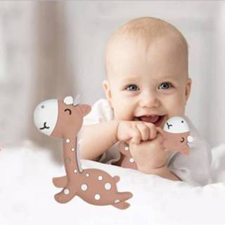 Bijtring bruin siliconen active baby's Cartoon Fawn Baby Trainingsbeet Molaire Staaf Speelgoed Moeder- en Babybenodigdheden (Bruin)