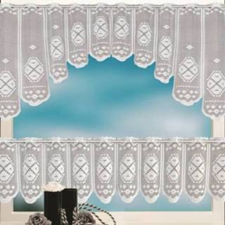 👉 Gordijn wit active Doorschijnend Koffie Tule Kant Sheer Warp Gebreide Jacquard Gordijnen Slaapkamer Gordijnen, Maat: Bovenste En Onderste (JHM-08)