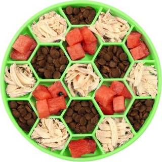 👉 Zuignap groen siliconen klein active Huisdier langzaam eten anti-choke slip kom honingraat kom, specificatie: