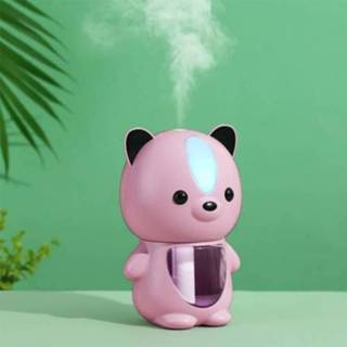 👉 Luchtbevochtiger roze active Cute Pet Bear USB Home Luchtreiniger Office Desktop Bevochtiging Watermeter (Roze)