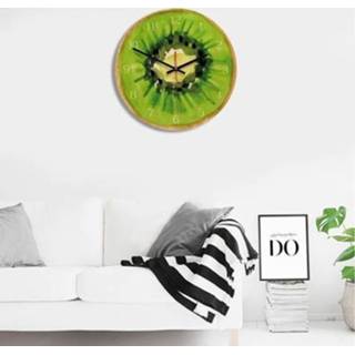 👉 Wandklok acryl active Kiwi Fruit Patroon Thuiskantoor Slaapkamer Decoratie Mute Wandklok, Afmeting: 28cm