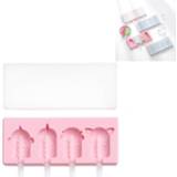 👉 Stokje roze siliconen active 2 STKS handgemaakte cartoon zelfgemaakte ijs stok ijsvorm met deksel DIY ijsdoos, stijl: eenvoudige pop (roze)