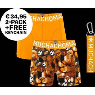 👉 Boxershort l male oranje Muchachomalo Wcleo 1010-01 2-pack football boxershorts with keychain -