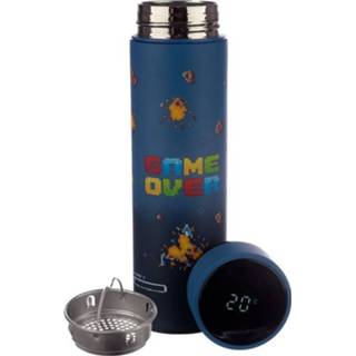 👉 Thermosfles RVS 500ml met thermometer - Game Over 5055071753992