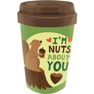 👉 Beker groen PLA/plant bioloco to go 350ml - Eekhoorn I'm nuts about you 4260595852460