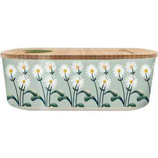 👉 Lunchtrommel groen PLA/plant bioloco 20,5cm x 12,5cm 7cm - lichtgroen met margrietjes 4260595855935