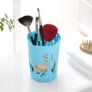 👉 Ornament blauw plastic active Creative Life Forest Fawn Hollow Pattern Desktop Storage Bucket (Blue)