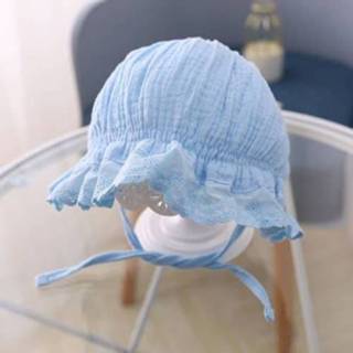 👉 Muts blauw active baby's MZ4790 katoenen baby prinses vetersluiting stoffen hoed, maat: 44-48cm (lichtblauw)