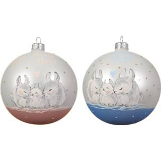 👉 Kerstbal glas blauw baby's Baby Konijn Ø10cm Kerstartikelen 8718533852059