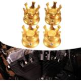 👉 Motorfiet goud active 4 stks / set motorfiets gemodificeerde kroon motor schroef decoratieve cover voor harley 750/883/1200/72 x48 (goud)