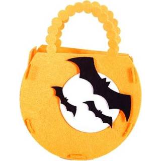 👉 Draagtas gele active kinderen 6 STKS Halloween Pompoen Zak Snoepzak DIY Handgemaakte Niet-geweven Gift Bag (Gele Vleermuis)