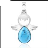 👉 Engelenvleugel blauw turkoois kristal steen active vrouwen Engelenvleugels Hangers Natuurlijke Kristallen Kettingen (Blauw Turquoise)