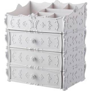 👉 Organizer wit plastic active Cosmetische Lade Container Make-Up Box Sieraden Nagel Houder Thuis Desktop Diverse Storage Case (Wit Drie Laag)