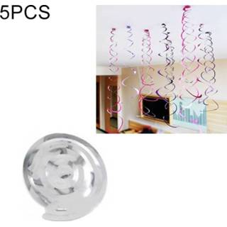 👉 Ornament PVC zilver active peuters 5 STKS 70 cm Spiraal Ornamenten Kerst Kleuterklas Verjaardagsfeestje Scene Layout Opknoping Pailletten (Zilver)