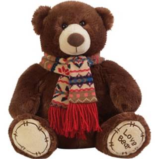 👉 Knuffelbeer bruine pluche kinderen met sjaal 65 cm