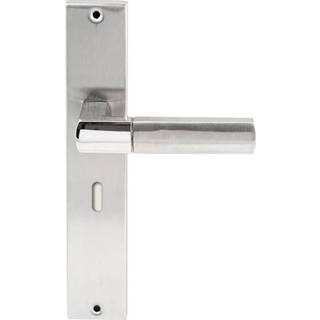 👉 Deurkruk rvs geborsteld Hardbrass Rhodos op rechthoekig langschild blind 8717727150919