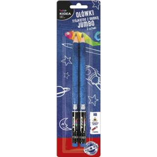 👉 Blauw Kidea Hb-potloden Driekantig Met Gum 2 Stuks Ø 1 Cm 5901130042975