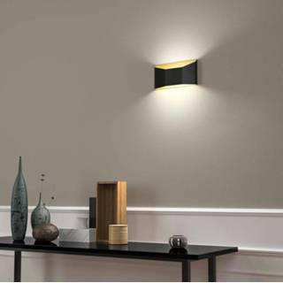👉 Wand lamp metaal goud a+ warmwit zwart Tweekleurige LED wandlamp Esa in vlakke vorm