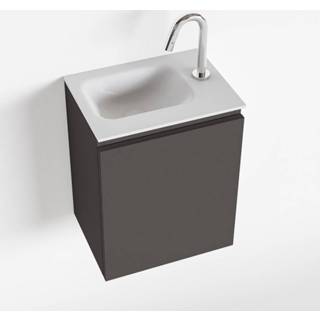 👉 Toiletmeubel grijs talc olan MONDIAZ 40cm dark grey. LEX wastafel links 1 kraangat 6017313228292