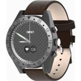 👉 Quartz horloge bruin active T4M 0,49 inch OLED-scherm 30 m waterdicht smart horloge, ondersteuning slaapmonitor / hartslagmeter bloeddrukmeter, stijl: lederen band (bruin)