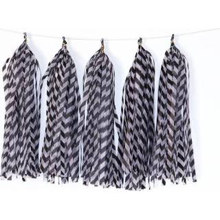 👉 Kwast zwart papier active 6 pakken kleur polka dot kwastjes verjaardag kamer decoratie lint Garland (TA-0013 gestreept zwart)