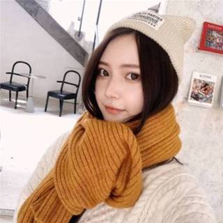 👉 Gebreide sjaal active Herfst en winter all-match pure kleur Warme sjaal, afmeting: 190 x 40 cm (kurkuma)