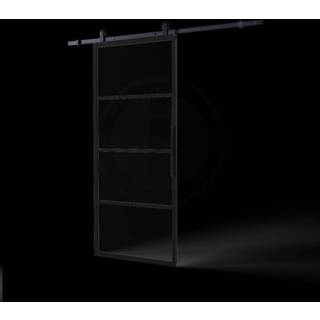 👉 Schuifdeur transparant zwart glas DIY Cubo incl. 2150mm + ophangsysteem Basic Top 8714186538982