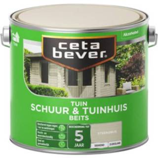 👉 Tuin huisje Cetabever Schuur en Tuinhuis Beits Dekkend Zijdeglans - Steengrijs 2,5 liter
