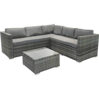 👉 Glasplaat grijs wicker Loungeset Charles Met Lichtgrijs Tuinset Hoekbank 8719627063610