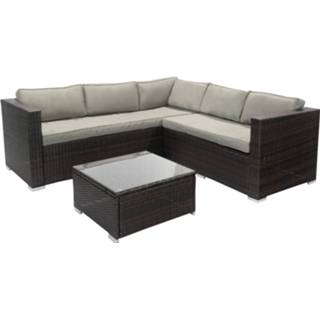 👉 Glasplaat bruin wicker Loungeset Charles Met Tuinset Hoekbank 7061113301470