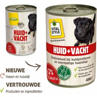 👉 VITALstyle Huid + Vacht Huid + Vacht - Hondenvoer - Kip - 400 gram