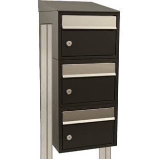 👉 Antraciet gepoedercoat staal Allux Brievenbusunit Brickset met statief 3-hoog dak - 8717727168976