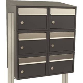 👉 Zwart gepoedercoat staal Allux Brievenbusunit Brickset met statief 2-breed 3-hoog dak - 8717727169072
