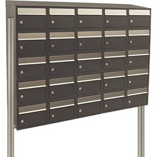 👉 Allux Brievenbusunit Brickset met statief 5-breed 5-hoog met dak - zwart